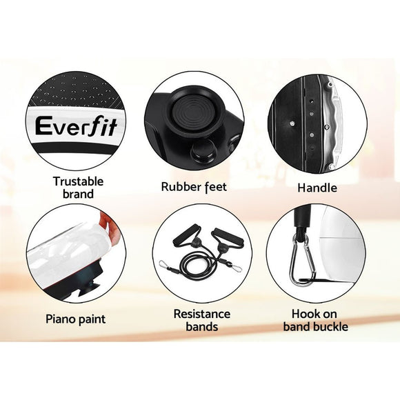 Everfit Vibration Machine Platform Vibrator Resistance Rope Home Fitness White - RnR Galore