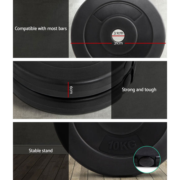 Everfit Weight Plates Standard 2X 10kg Barbell Plate Weight Lifting - RnR Galore