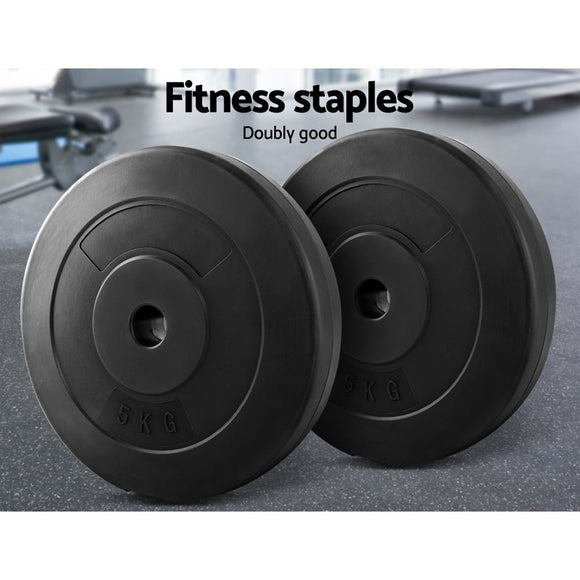 Everfit Weight Plates Standard 2X 5kg Barbell Plate Weight Lifting - RnR Galore