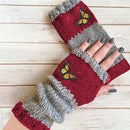 Fashion Color - Block Butterfly Embroidered Knit Gloves, Warm Fit 8.5×22cm, Practical Sweet Stylish Essential for Autumn/Winter Outfits(black) - RnR Galore