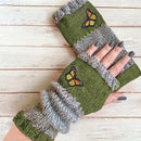 Fashion Color - Block Butterfly Embroidered Knit Gloves, Warm Fit 8.5×22cm, Practical Sweet Stylish Essential for Autumn/Winter Outfits(RED) - RnR Galore