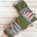 Fashion Color - Block Butterfly Embroidered Knit Gloves, Warm Fit 8.5×22cm, Practical Sweet Stylish Essential for Autumn/Winter Outfits(RED) - RnR Galore