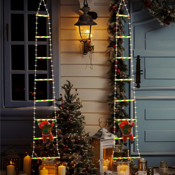 Festive Climbing Santa LED Ladder Light - USB Powered Outdoor Christmas Hanging Decoration with Remote(3m) - RnR Galore