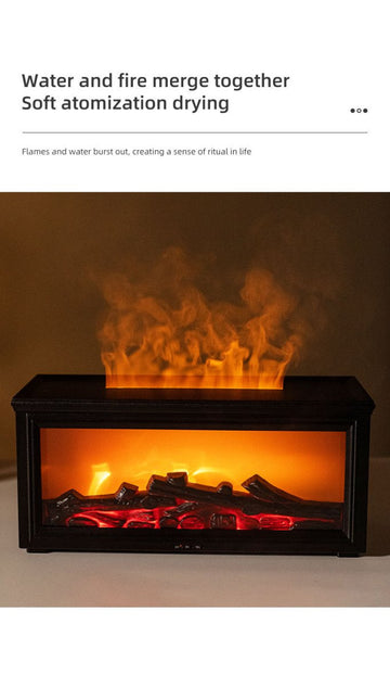 Fireplace Flame Effect Aroma Diffuser & Humidifier with 7 - Colour Light, Timer & Remote Control(Light Wood Grain) - RnR Galore