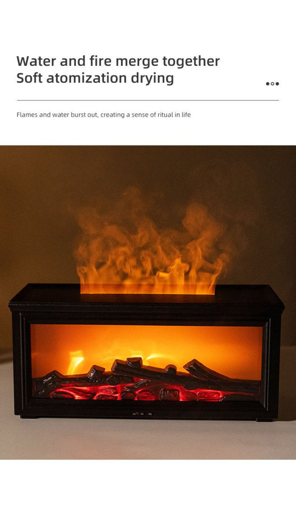 Fireplace Flame Effect Aroma Diffuser & Humidifier with 7 - Colour Light, Timer & Remote Control(White) - RnR Galore