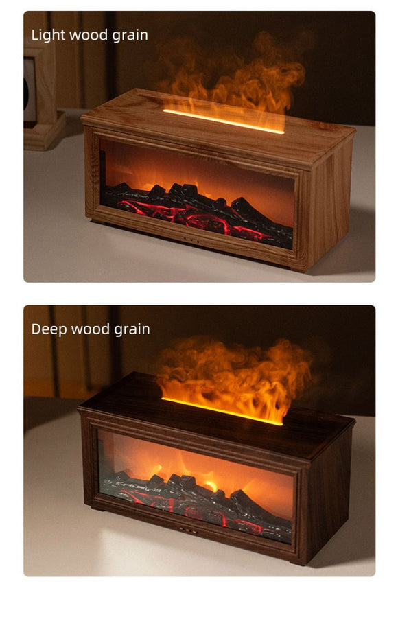Fireplace Flame Effect Aroma Diffuser & Humidifier with 7 - Colour Light, Timer & Remote Control(White) - RnR Galore