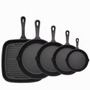 Five - piece set Heavy Duty Cast Iron Skillet & Grill Pan Thickened Vintage Style Cookware for Steak Breakfast & Camping - RnR Galore