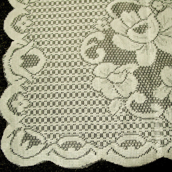 Floral Cream Set of 2 Polyester Lace Table Doilies 30 x 45 cm - RnR Galore