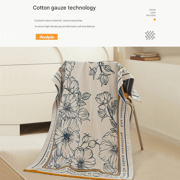 Flower Fairy 40S Pure Cotton Gauze Bath Towel - Extra Large, Thick, Soft, and Highly Absorbent for Adults - RnR Galore