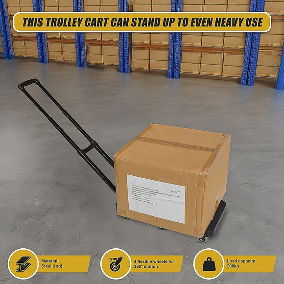Foldable Hand Flatbed Trolley Cart 6 x 360 Degree Rotating Wheels with Maximum Load 200Kg - RnR Galore