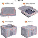 Foldable Storage Box Crushed Steel Frame Clothes Quilt Toys Organizer 24L - RnR Galore