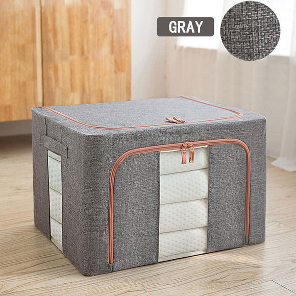 Foldable Storage Box Crushed Steel Frame Clothes Quilt Toys Organizer 24L - RnR Galore
