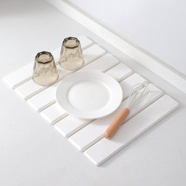 Folding Diatomaceous Earth Countertop Drain Mat - Quick Dry, Non - Slip & Easy Clean Absorbent Pad(light grey) - RnR Galore