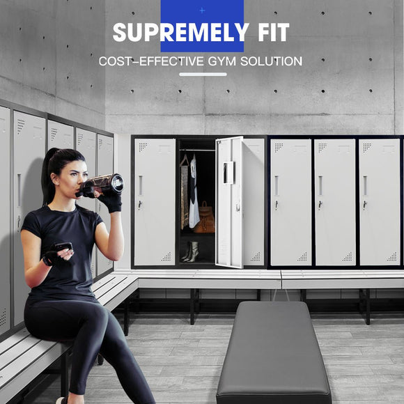 Fortia 6 Door Metal Storage Cabinet Lockers for Gym Office - Black and Grey - RnR Galore