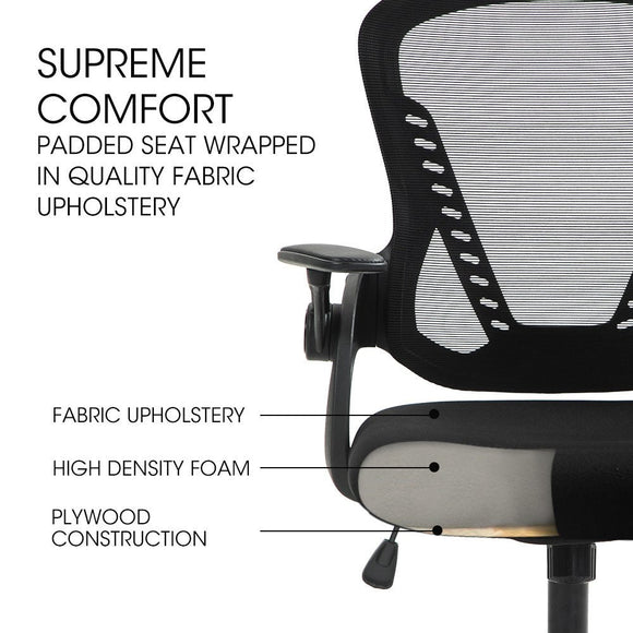 FORTIA Ergonomic Office Desk Chair, Coolmesh Fabric, Adjustable Recline, Black Mesh/Black Frame - RnR Galore