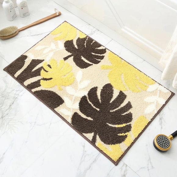 Garden of Gold Jacquard Bathroom Mat - Super Absorbent Non - Slip Rug (40x60cm), Toilet Floor Mat for Bathroom/Bedroom/Entryway - RnR Galore