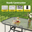 Gardeon 140CM Outdoor Dining Table Steel Frame Tempered Glass Parasol Hole Black - RnR Galore