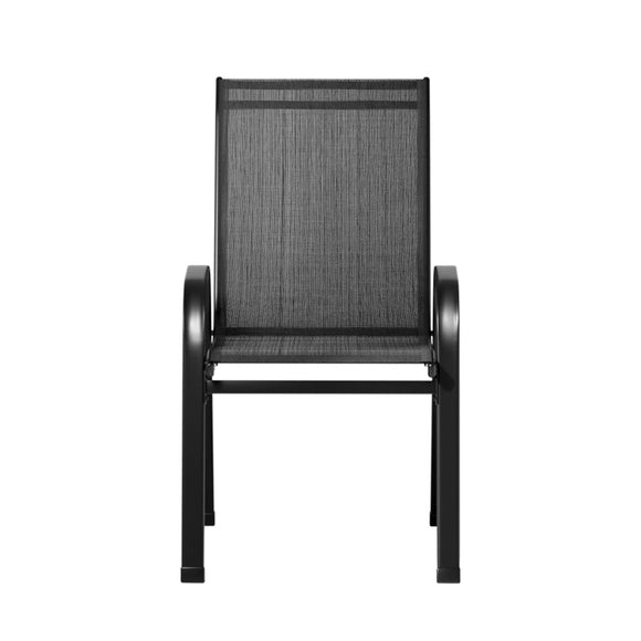 Gardeon 2PC Outdoor Dining Chairs Stackable Lounge Chair Patio Furniture Black - RnR Galore