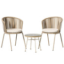 Gardeon 3PC Outdoor Bistro Set Patio Furniture Rope Setting Chairs Table Beige - RnR Galore