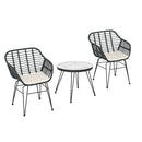 Gardeon 3PC Outdoor Furniture Bistro Set Lounge Setting Table Chairs Cushion Patio Grey - RnR Galore