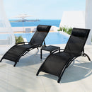 Gardeon 3PC Sun Lounge Outdoor Lounger Steel Table Chairs Patio Furniture Garden - RnR Galore