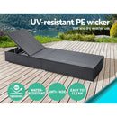 Gardeon 3PC Sun Lounge Wicker Lounger Outdoor Furniture Day Bed Rattan Garden - RnR Galore