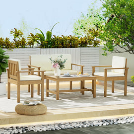 Gardeon 4 - Piece Outdoor Sofa Set Wooden Couch Lounge Setting - RnR Galore