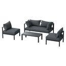 Gardeon 4 Seater Outdoor Sofa Set Aluminium Patio Furniture Setting 4PC Charcoal - RnR Galore