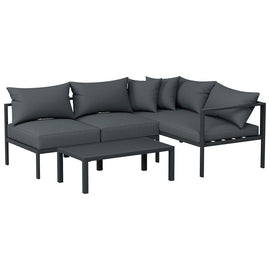 Gardeon 4 Seater Outdoor Sofa Set Aluminium Patio Furniture Setting 4PC Charcoal - RnR Galore