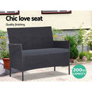 Gardeon 4 Seater Outdoor Sofa Set Wicker Setting Table Chair Furniture Dark Grey - RnR Galore