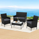 Gardeon 4 Seater Outdoor Sofa Set Wicker Setting Table Chair Furniture Dark Grey - RnR Galore