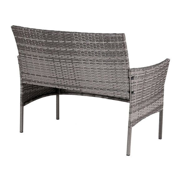 Gardeon 4 Seater Outdoor Sofa Set Wicker Setting Table Chair Furniture Grey - RnR Galore