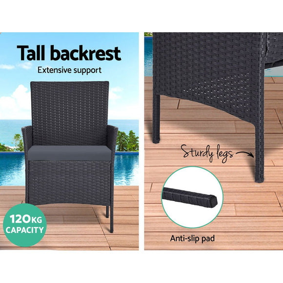 Gardeon 4 Seater Outdoor Sofa Set with Storage Cover Wicker Table Chair DarkGrey - RnR Galore