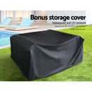 Gardeon 4 Seater Outdoor Sofa Set with Storage Cover Wicker Table Chair DarkGrey - RnR Galore