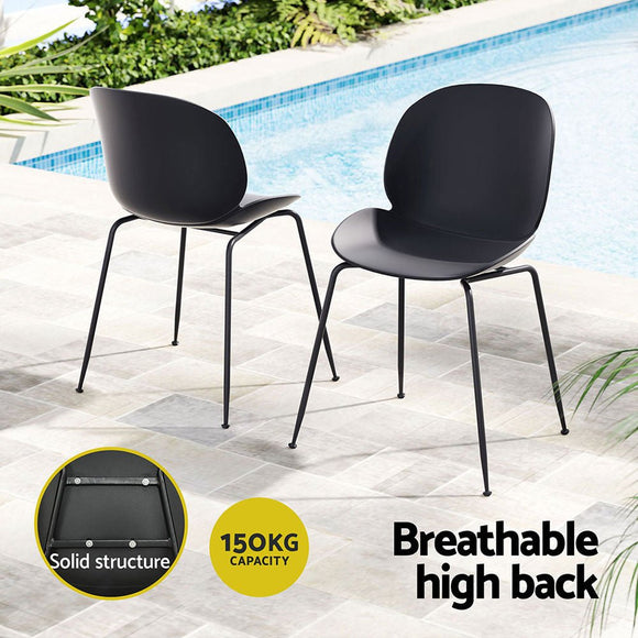 Gardeon 4PC Outdoor Dining Chairs Lounge Chair Patio Garden Furniture Black - RnR Galore