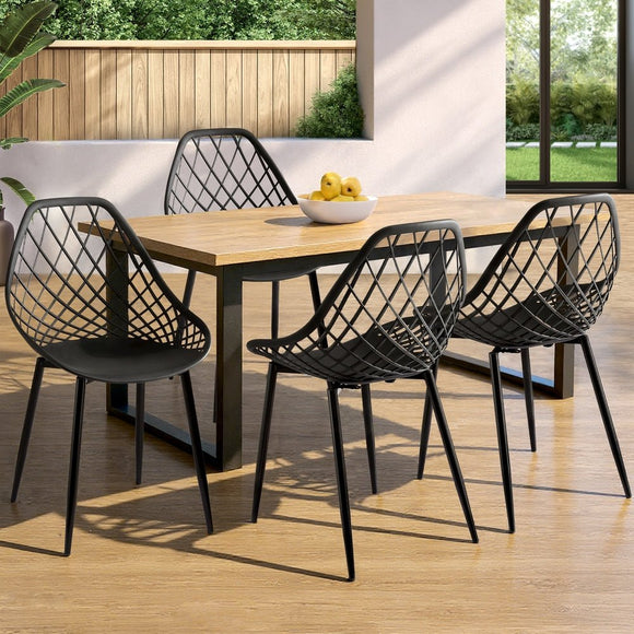 Gardeon 4PC Outdoor Dining Chairs PP Lounge Chair Patio Garden Furniture Black - RnR Galore