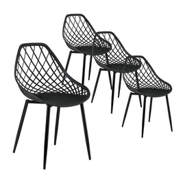 Gardeon 4PC Outdoor Dining Chairs PP Lounge Chair Patio Garden Furniture Black - RnR Galore