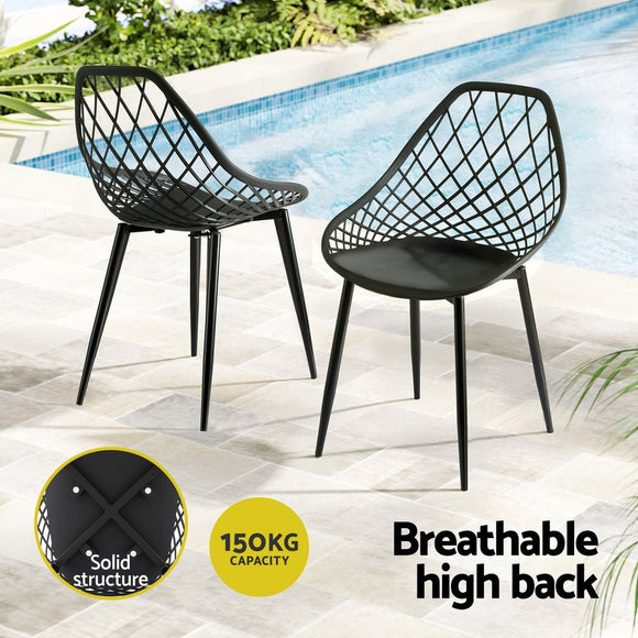Gardeon 4PC Outdoor Dining Chairs PP Lounge Chair Patio Garden Furniture Black - RnR Galore