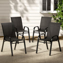 Gardeon 4PC Outdoor Dining Chairs Stackable Lounge Chair Patio Furniture Black - RnR Galore