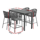 Gardeon 5 - Piece Outdoor Bar Set Dining Table Rope Chair Patio Bistro Set - RnR Galore