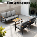 Gardeon 5 Seater Outdoor Sofa Set 4PCS Table Chair Garden Bench Patio Furniture - RnR Galore