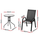 Gardeon 5PC Bistro Set Outdoor Table and Chairs Stackable Outdoor Furniture Black - RnR Galore