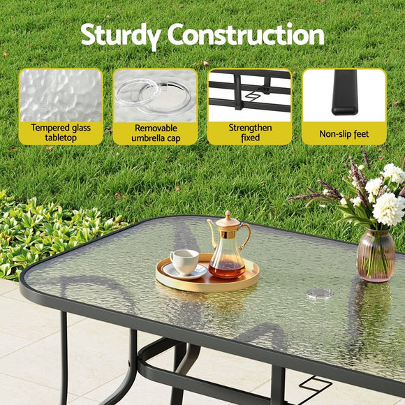 Gardeon 5PC Outdoor Dining Set Table and Chairs Patio Furniture Bistro Set Garden Black - RnR Galore