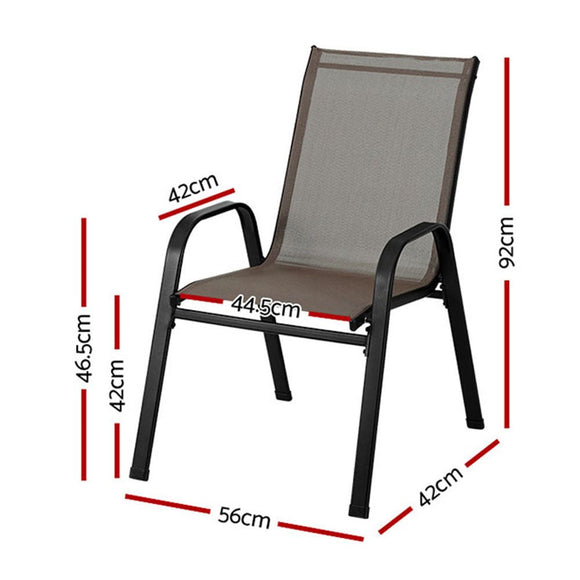 Gardeon 6PC Outdoor Dining Chairs Stackable Lounge Chair Patio Furniture Brown - RnR Galore
