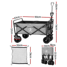 Gardeon Garden Cart with Cargo Net Grey - RnR Galore