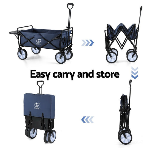 Gardeon Garden Cart with Cup Holders Blue - RnR Galore