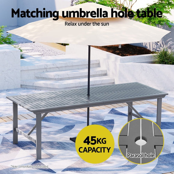 Gardeon Outdoor Dining Set 5 Piece Wooden Table Chairs Setting Grey - RnR Galore