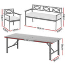 Gardeon Outdoor Dining Set 5 Piece Wooden Table Chairs Setting Grey - RnR Galore