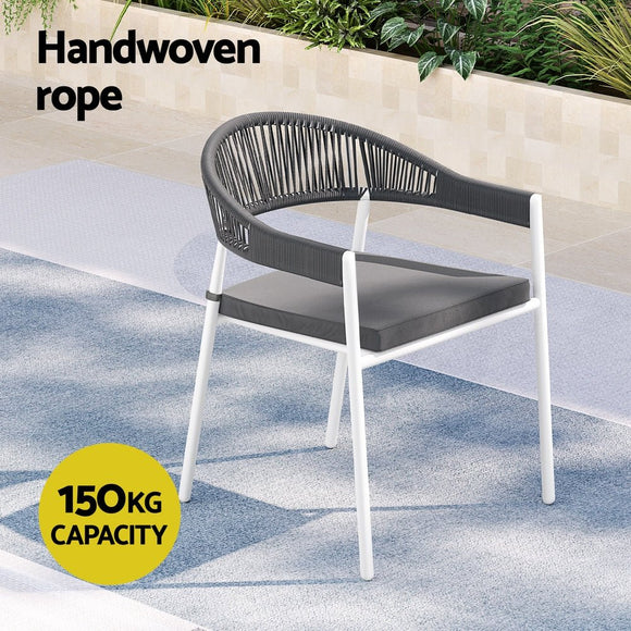 Gardeon Outdoor Dining Set 9 Piece Steel Table Chairs Setting White - RnR Galore