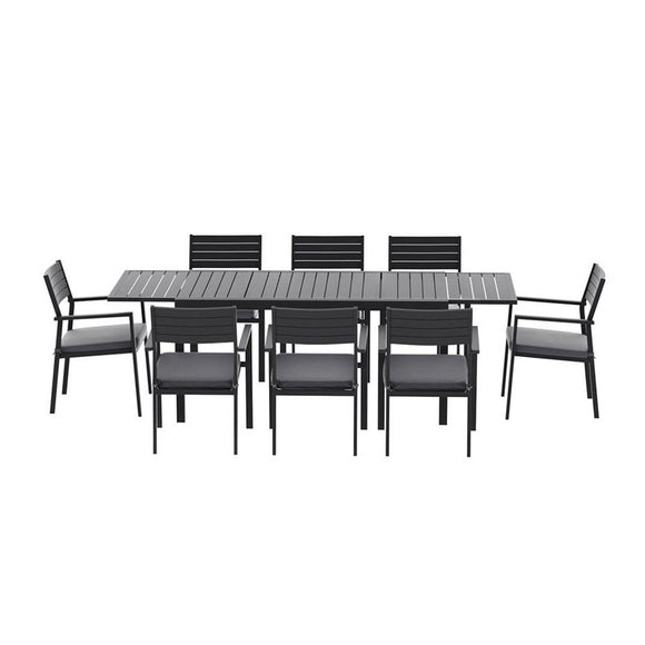 Gardeon Outdoor Dining Set 9PCS Aluminum Extendable Table Chairs Patio Furniture - RnR Galore